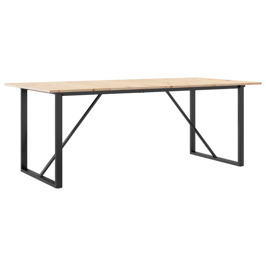 Tavolo da Pranzo Telaio a O 200x100x75 cm Legno Pino e Acciaio