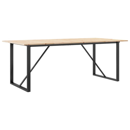 Tavolo da Pranzo Telaio a O 200x100x75 cm Legno Pino e Acciaio