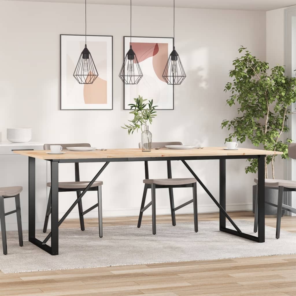 Tavolo da Pranzo Telaio a O 200x100x75 cm Legno Pino e Acciaio | homemem39