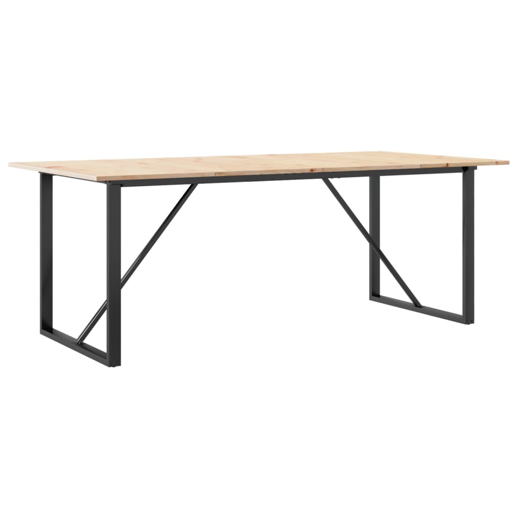 Tavolo da Pranzo Telaio a O 200x100x75 cm Legno Pino e Acciaio | homemem39