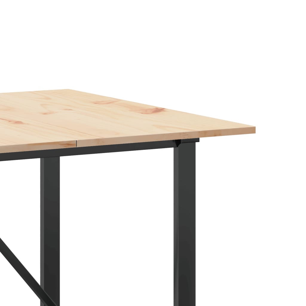 Tavolo da Pranzo Telaio a O 200x100x75 cm Legno Pino e Acciaio | homemem39
