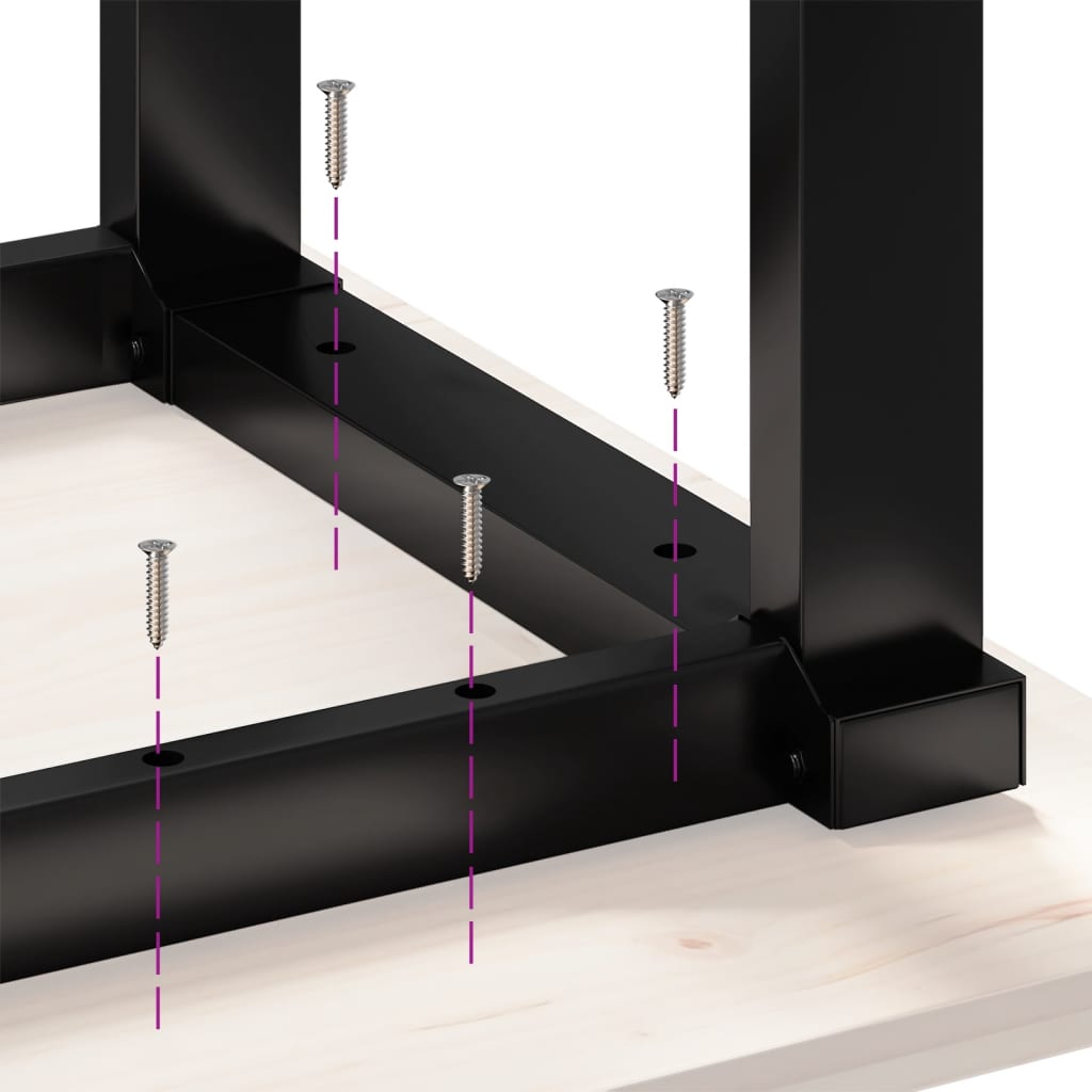 Tavolo da Pranzo Telaio a O 200x100x75 cm Legno Pino e Acciaio | homemem39