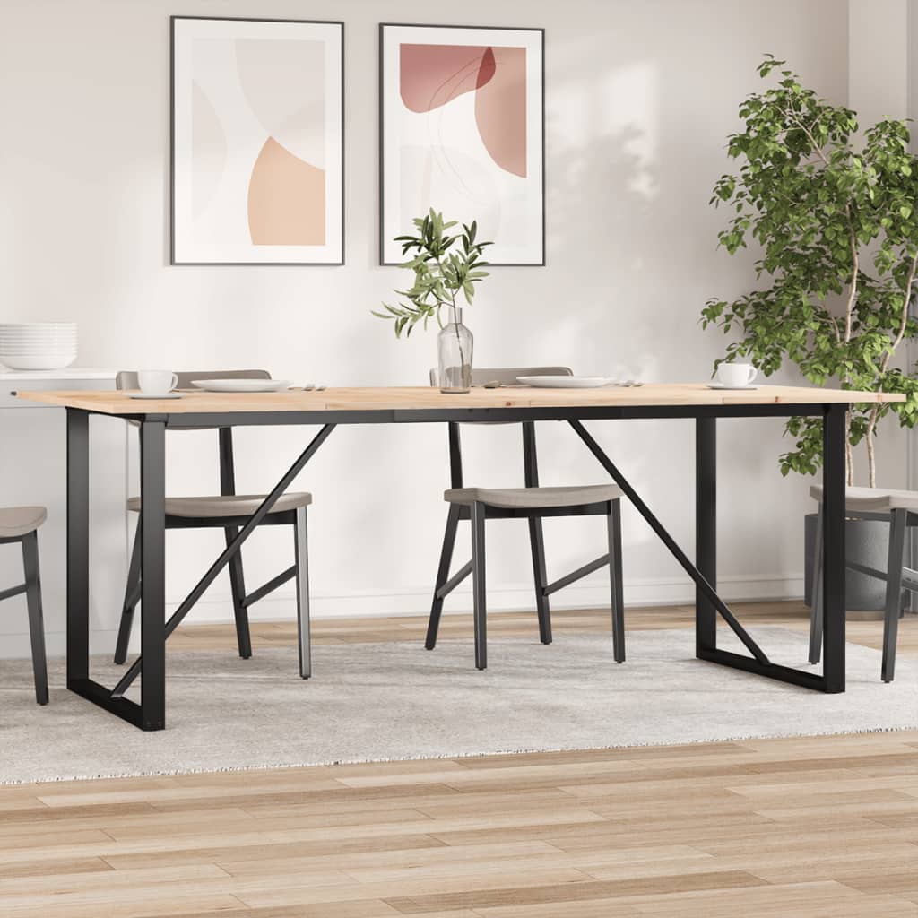Tavolo da Pranzo Telaio a O 200x100x75 cm Legno Pino e Acciaio