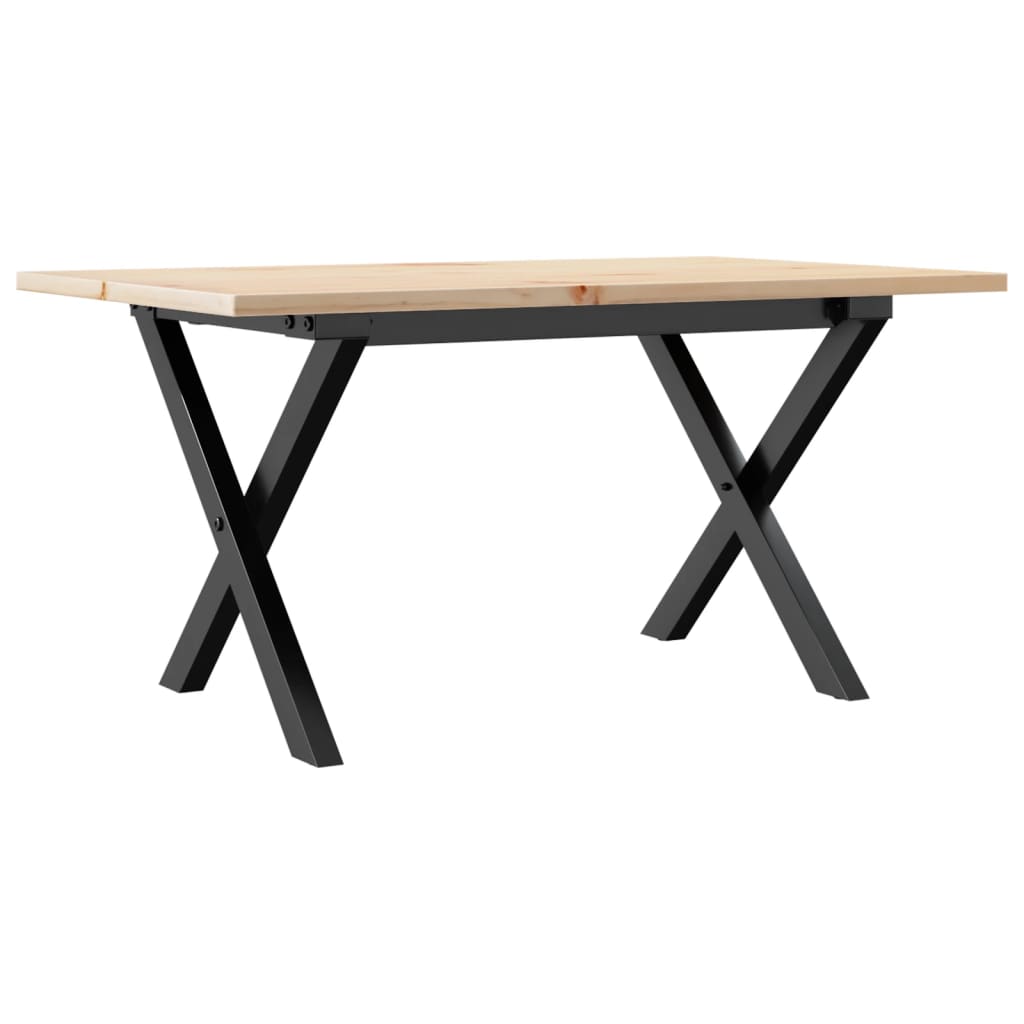 Tavolino da Salotto Telaio a X 80x50x40 cm Legno Pino e Acciaio | homemem39