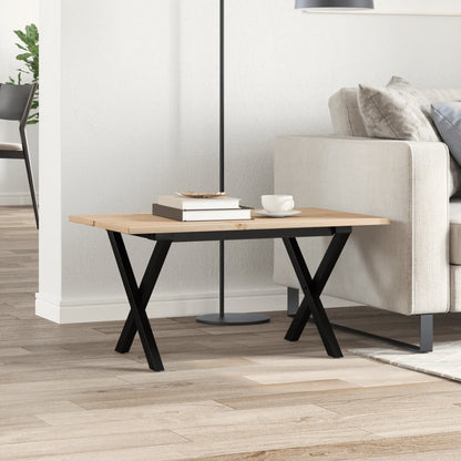 Tavolino da Salotto Telaio a X 80x50x40 cm Legno Pino e Acciaio | homemem39