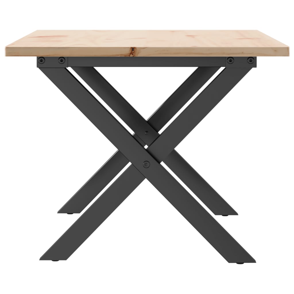Tavolino da Salotto Telaio a X 80x50x40 cm Legno Pino e Acciaio | homemem39