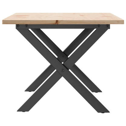 Tavolino da Salotto Telaio a X 80x50x40 cm Legno Pino e Acciaio | homemem39