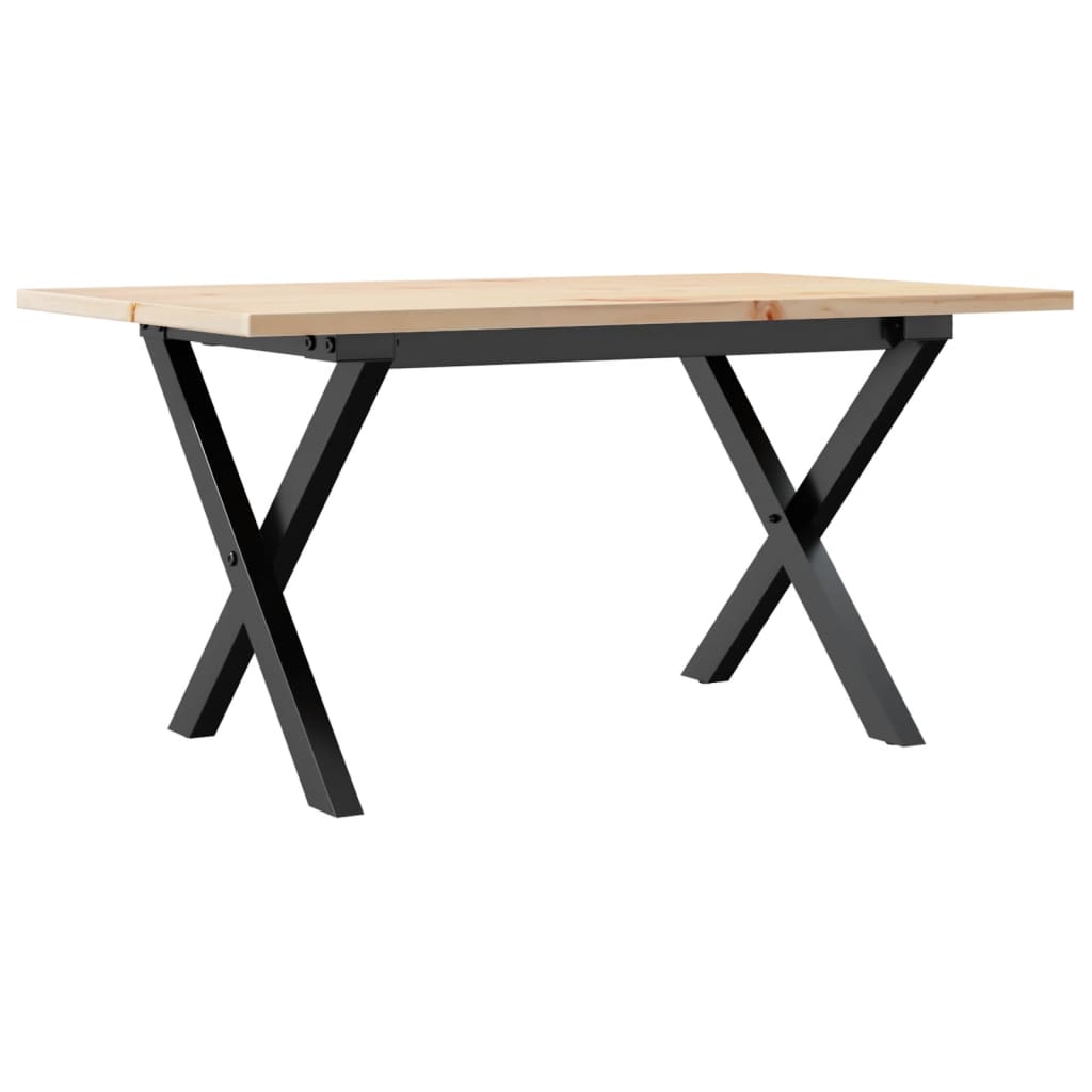 Tavolino da Salotto Telaio a X 80x50x40 cm Legno Pino e Acciaio | homemem39