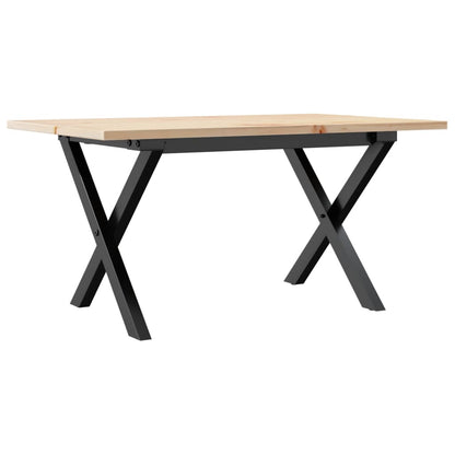 Tavolino da Salotto Telaio a X 80x50x40 cm Legno Pino e Acciaio | homemem39