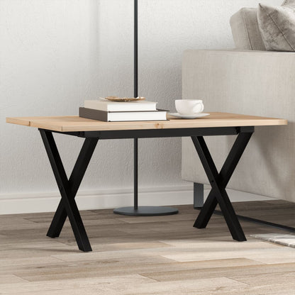 Tavolino da Salotto Telaio a X 80x50x40 cm Legno Pino e Acciaio | homemem39