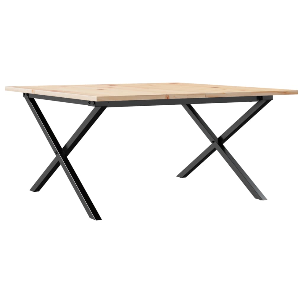 Tavolino da Salotto Telaio a X 80x80x45 cm Legno Pino e Acciaio | homemem39