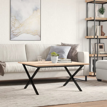 Tavolino da Salotto Telaio a X 80x80x45 cm Legno Pino e Acciaio | homemem39