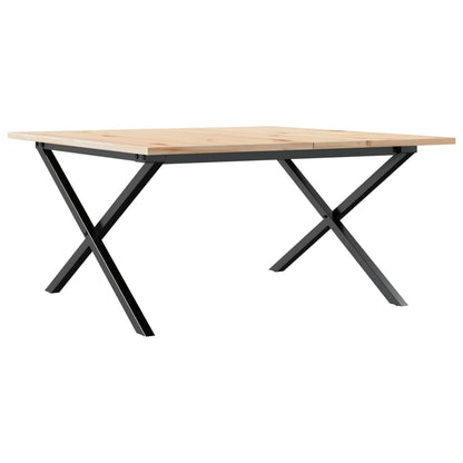 Tavolino da Salotto Telaio a X 80x80x45 cm Legno Pino e Acciaio | homemem39