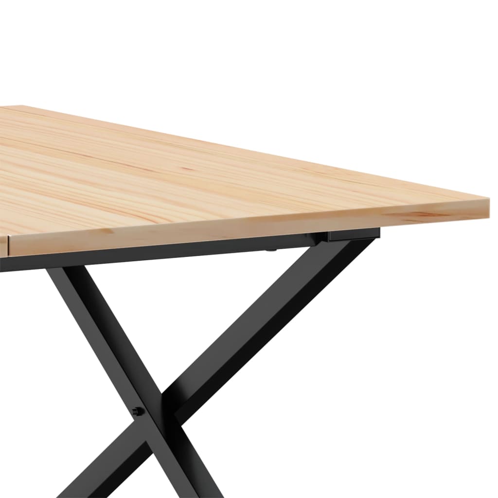 Tavolino da Salotto Telaio a X 80x80x45 cm Legno Pino e Acciaio | homemem39