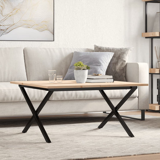 Tavolino da Salotto Telaio a X 80x80x45 cm Legno Pino e Acciaio | homemem39