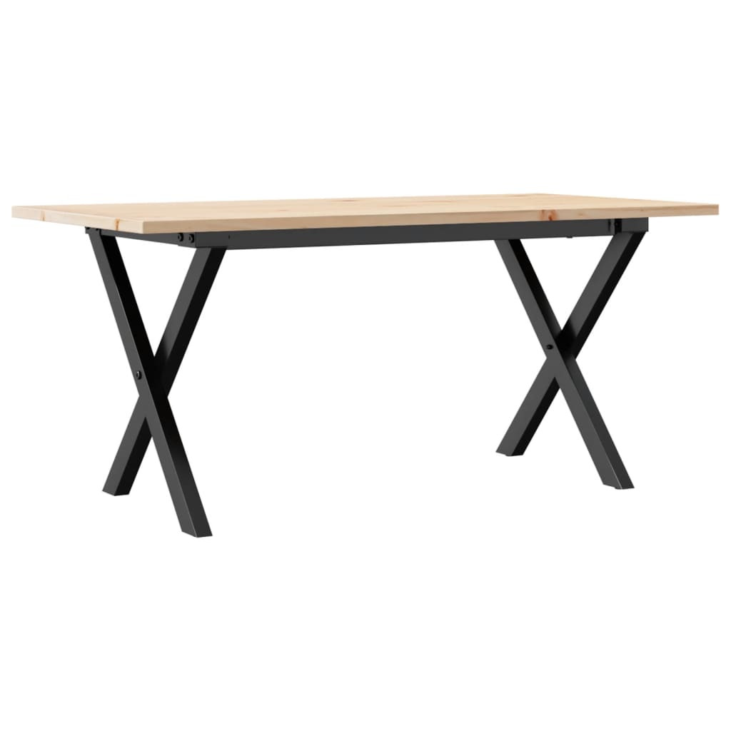 Tavolino da Salotto Telaio a X 90x40x45 cm Legno Pino e Acciaio | homemem39