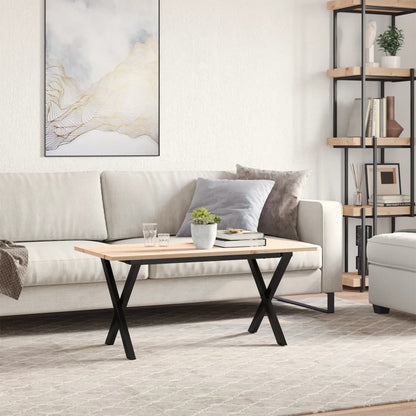 Tavolino da Salotto Telaio a X 90x40x45 cm Legno Pino e Acciaio | homemem39