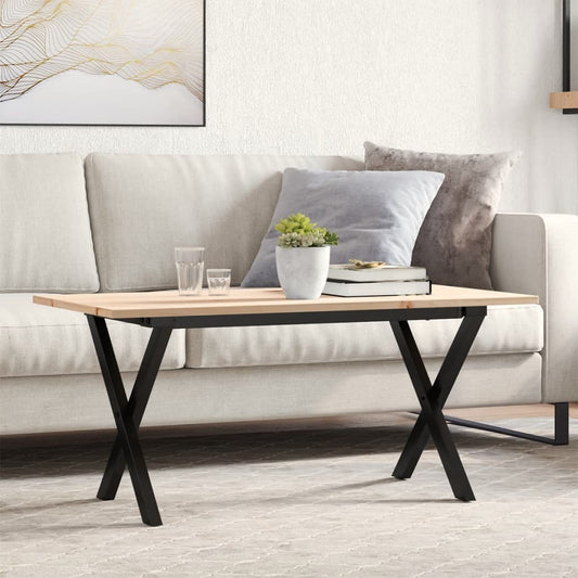 Tavolino da Salotto Telaio a X 90x40x45 cm Legno Pino e Acciaio | homemem39