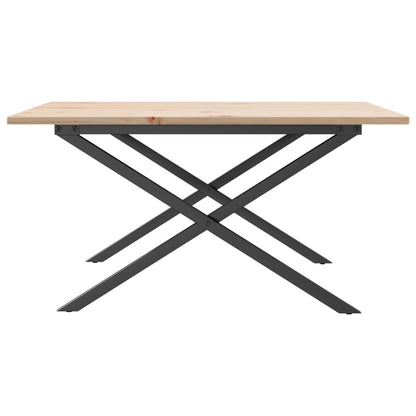 Tavolino da Salotto Telaio a X 90x90x45 cm Legno Pino e Acciaio | homemem39