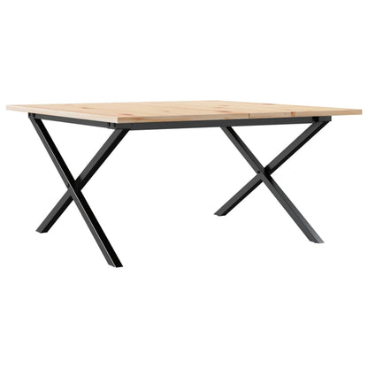 Tavolino da Salotto Telaio a X 90x90x45 cm Legno Pino e Acciaio | homemem39