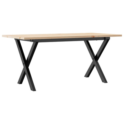 Tavolino Salotto Telaio a X 100x50x45 cm Legno Pino e Acciaio | homemem39