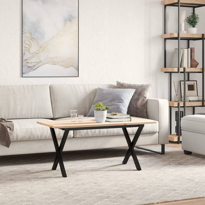 Tavolino Salotto Telaio a X 100x50x45 cm Legno Pino e Acciaio | homemem39