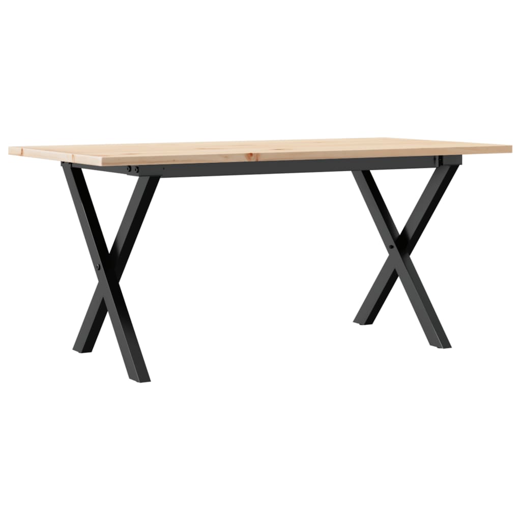 Tavolino Salotto Telaio a X 100x50x45 cm Legno Pino e Acciaio | homemem39