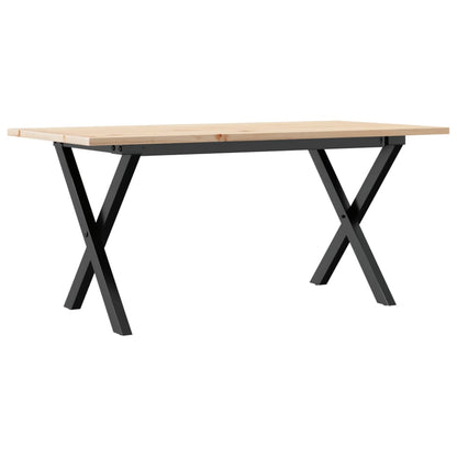 Tavolino Salotto Telaio a X 100x50x45 cm Legno Pino e Acciaio | homemem39