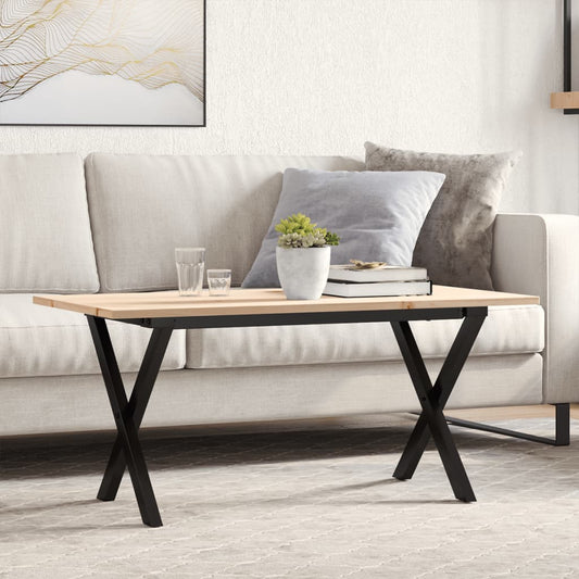 Tavolino Salotto Telaio a X 100x50x45 cm Legno Pino e Acciaio