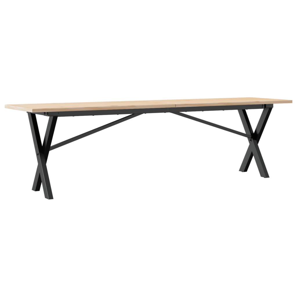 Tavolino Salotto Telaio a X 160x40x45 cm Legno Pino e Acciaio | homemem39