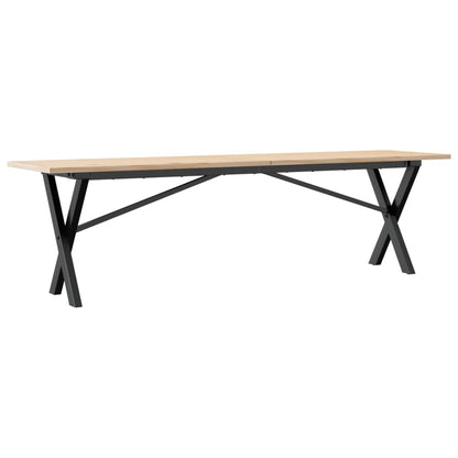 Tavolino Salotto Telaio a X 160x40x45 cm Legno Pino e Acciaio | homemem39
