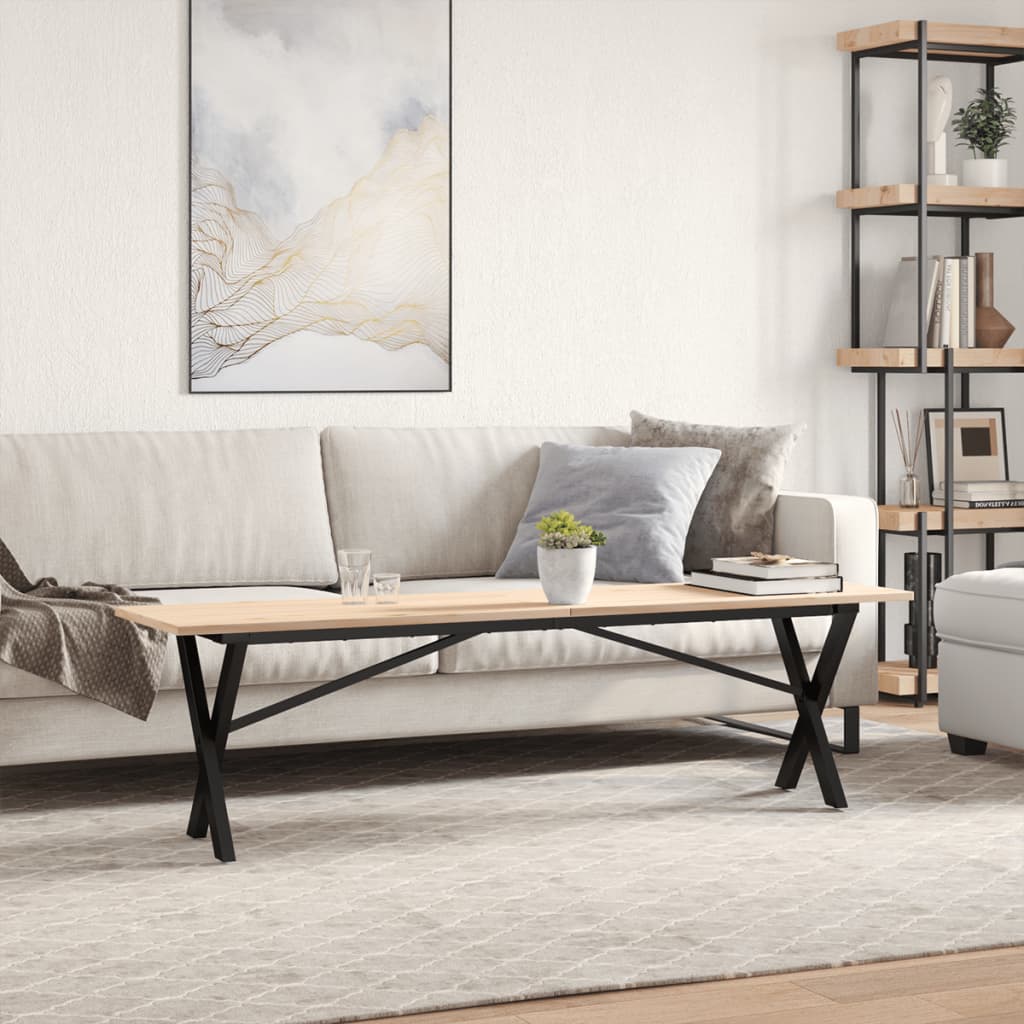 Tavolino Salotto Telaio a X 160x40x45 cm Legno Pino e Acciaio | homemem39