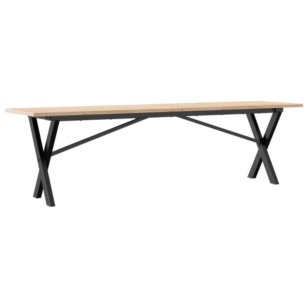 Tavolino Salotto Telaio a X 160x40x45 cm Legno Pino e Acciaio | homemem39