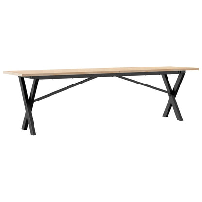 Tavolino Salotto Telaio a X 160x40x45 cm Legno Pino e Acciaio | homemem39
