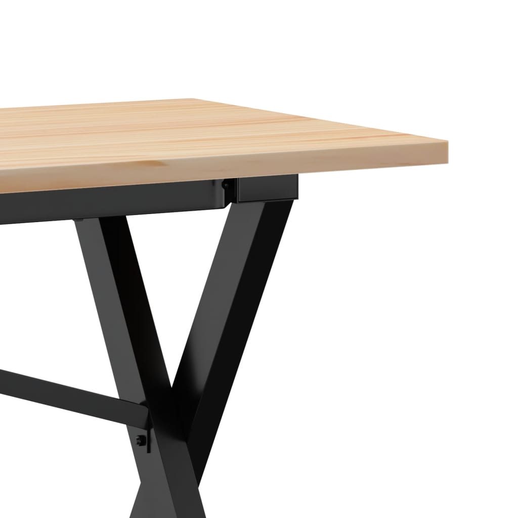 Tavolino Salotto Telaio a X 160x40x45 cm Legno Pino e Acciaio | homemem39