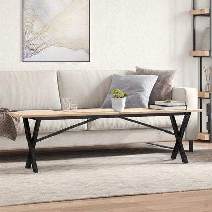 Tavolino Salotto Telaio a X 160x40x45 cm Legno Pino e Acciaio | homemem39
