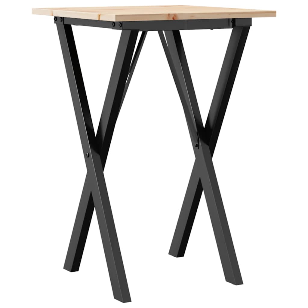 Tavolo da Pranzo Telaio a X 50x50x75 cm Legno Pino e Acciaio | homemem39