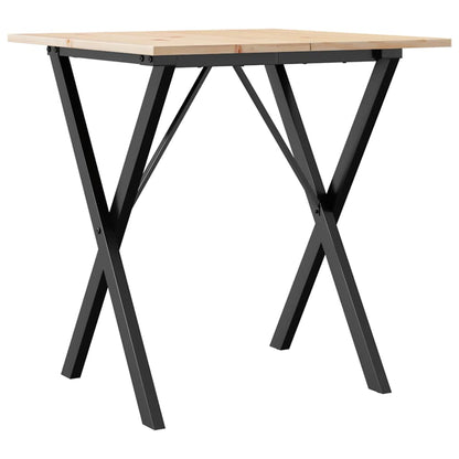 Tavolo da Pranzo Telaio a X 70x70x75 cm Legno Pino e Acciaio | homemem39
