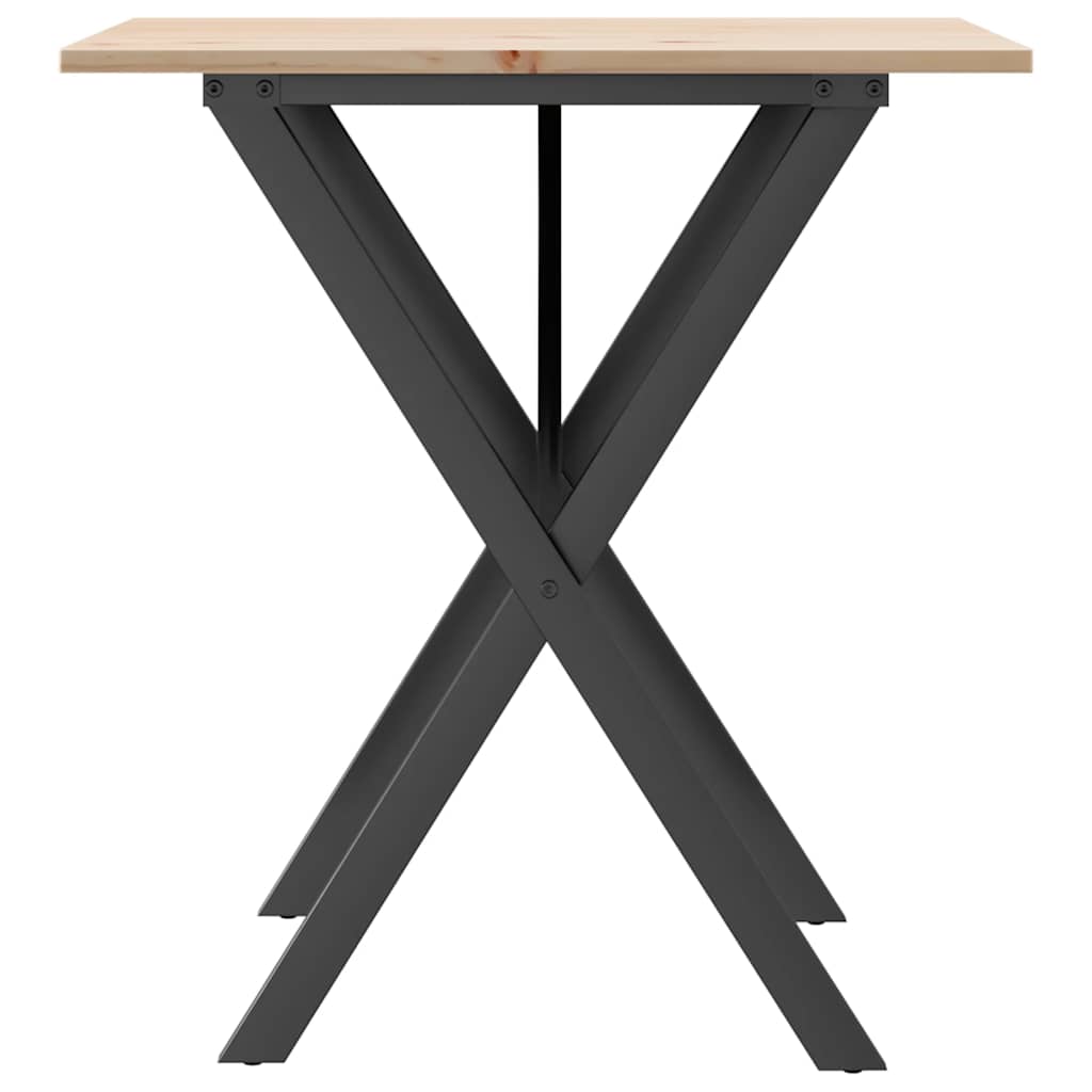 Tavolo da Pranzo Telaio a X 70x70x75 cm Legno Pino e Acciaio | homemem39