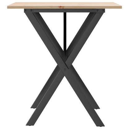 Tavolo da Pranzo Telaio a X 70x70x75 cm Legno Pino e Acciaio | homemem39