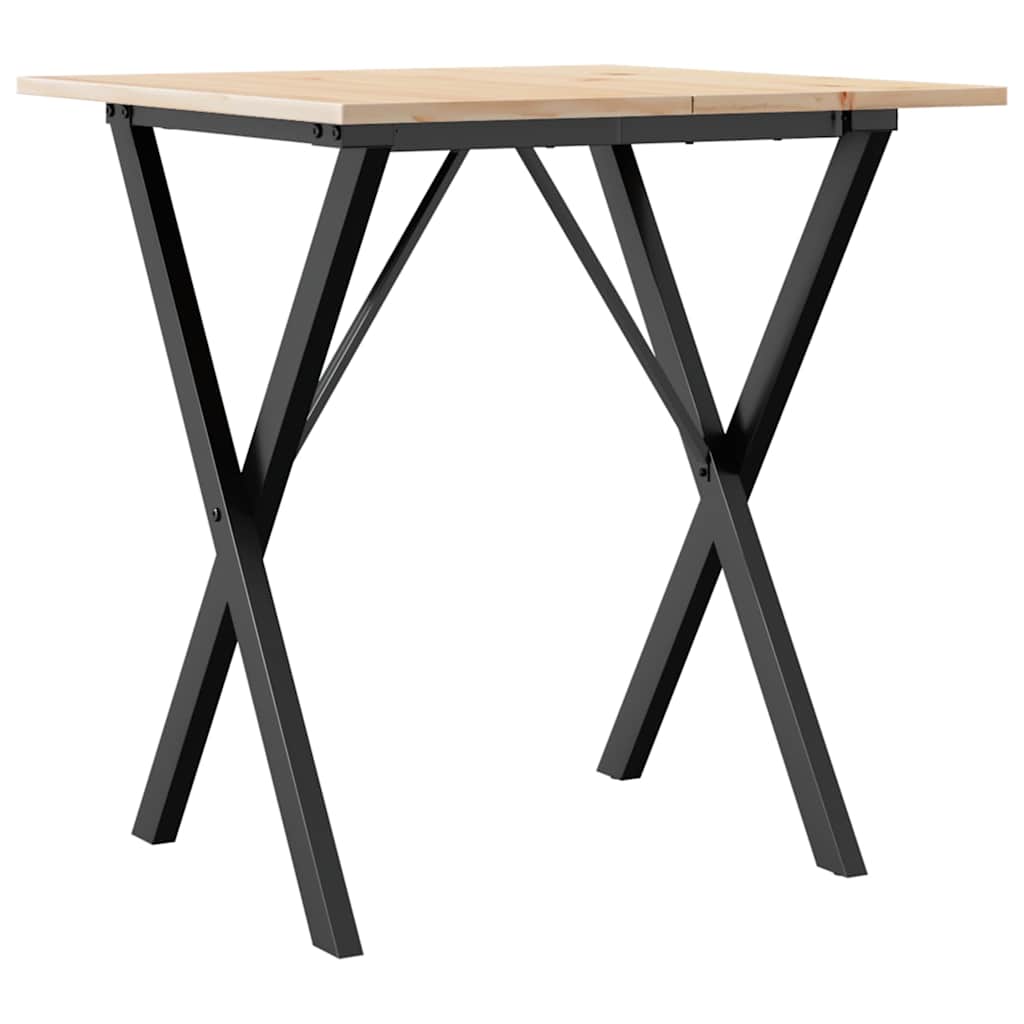 Tavolo da Pranzo Telaio a X 70x70x75 cm Legno Pino e Acciaio | homemem39