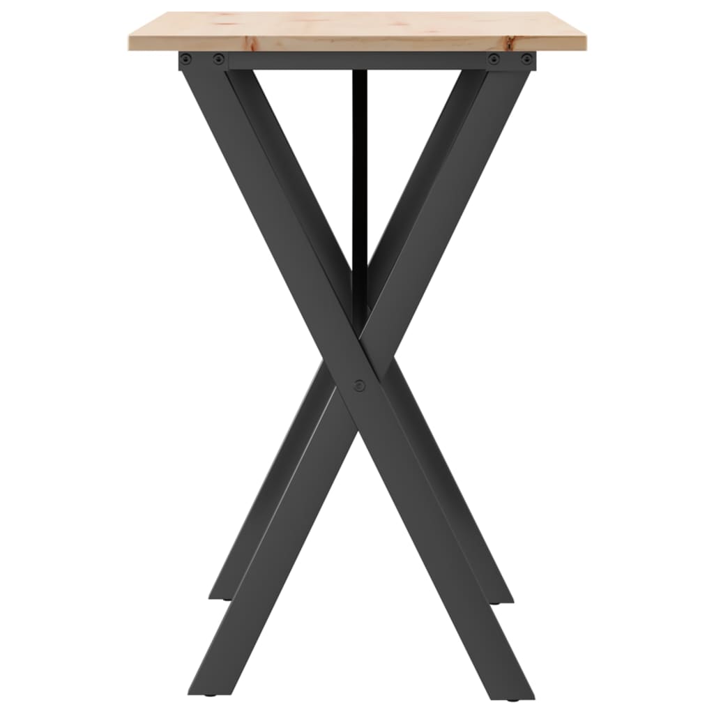 Tavolo da Pranzo Telaio a X 80x50x75 cm Legno Pino e Acciaio | homemem39