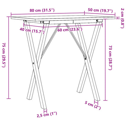 Tavolo da Pranzo Telaio a X 80x50x75 cm Legno Pino e Acciaio | homemem39