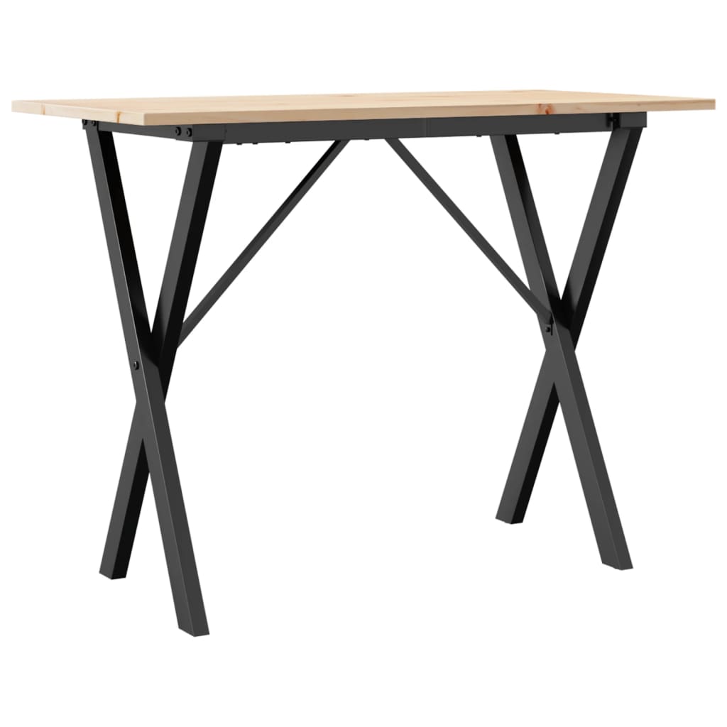 Tavolo da Pranzo Telaio a X 100x50x75 cm Legno Pino e Acciaio | homemem39