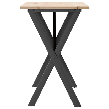 Tavolo da Pranzo Telaio a X 100x50x75 cm Legno Pino e Acciaio | homemem39