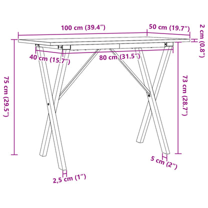Tavolo da Pranzo Telaio a X 100x50x75 cm Legno Pino e Acciaio | homemem39