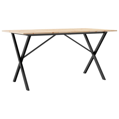 Tavolo da Pranzo Telaio a X 140x80x75 cm Legno Pino e Acciaio | homemem39