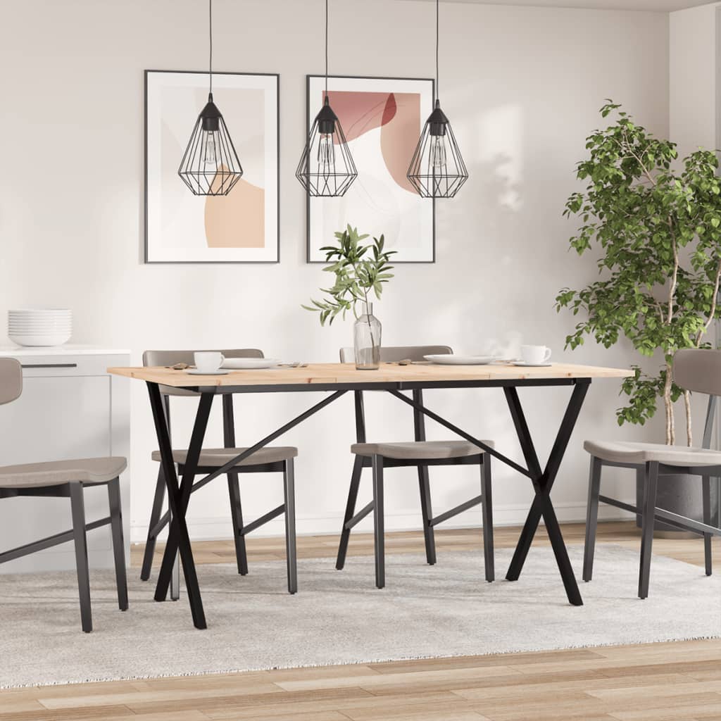Tavolo da Pranzo Telaio a X 140x80x75 cm Legno Pino e Acciaio | homemem39