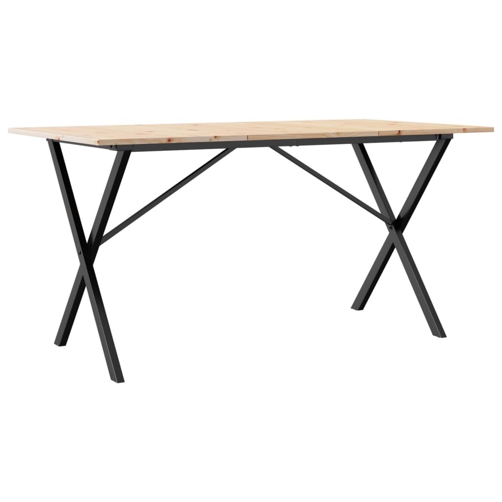 Tavolo da Pranzo Telaio a X 140x80x75 cm Legno Pino e Acciaio | homemem39
