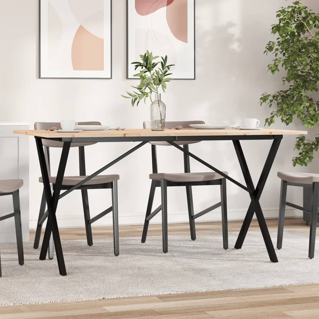 Tavolo da Pranzo Telaio a X 140x80x75 cm Legno Pino e Acciaio | homemem39